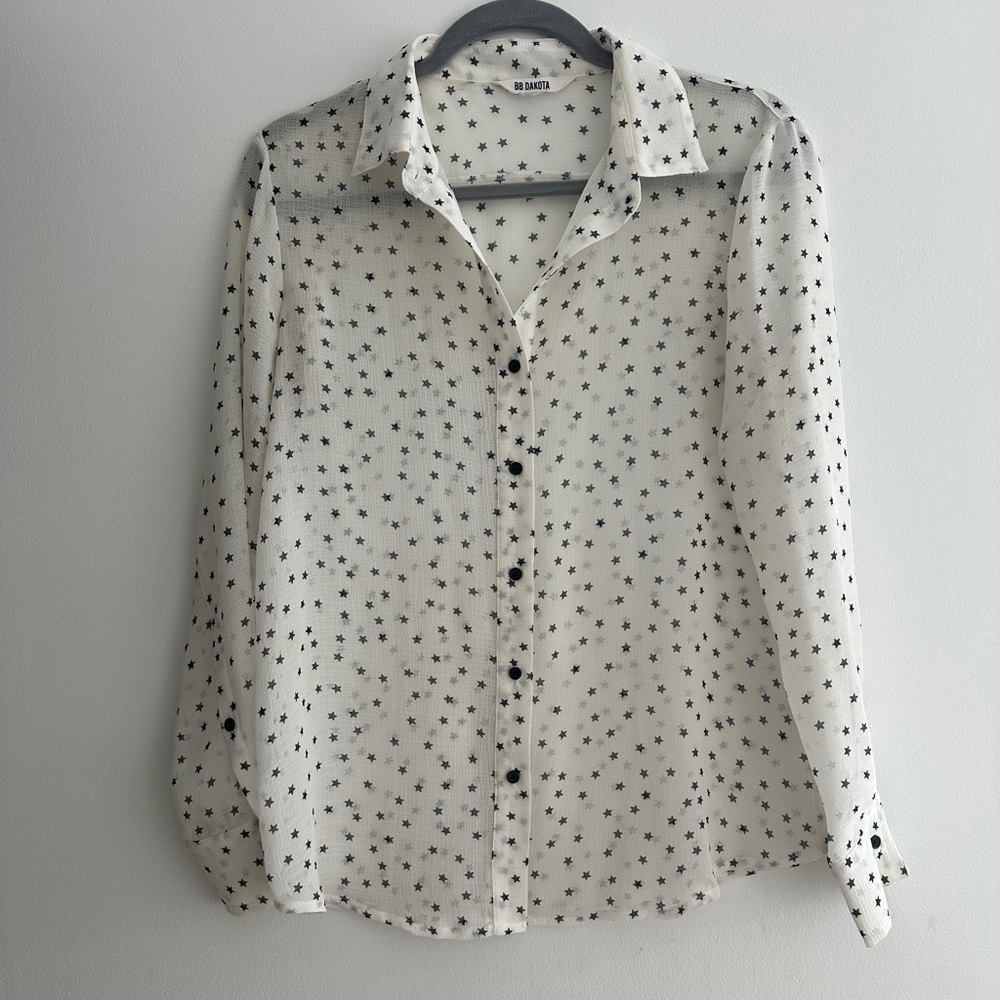 BB Dakota Sheer Star Button Down Blouse